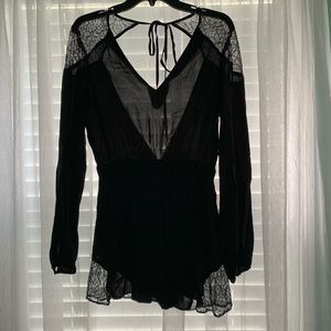 Urban outfitters black lace romper NWT!